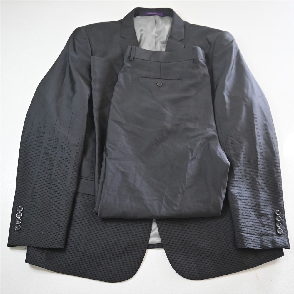 Vinci 48R 40x30 Silver‎ Night Skyline Mens Jacket Pants Suit